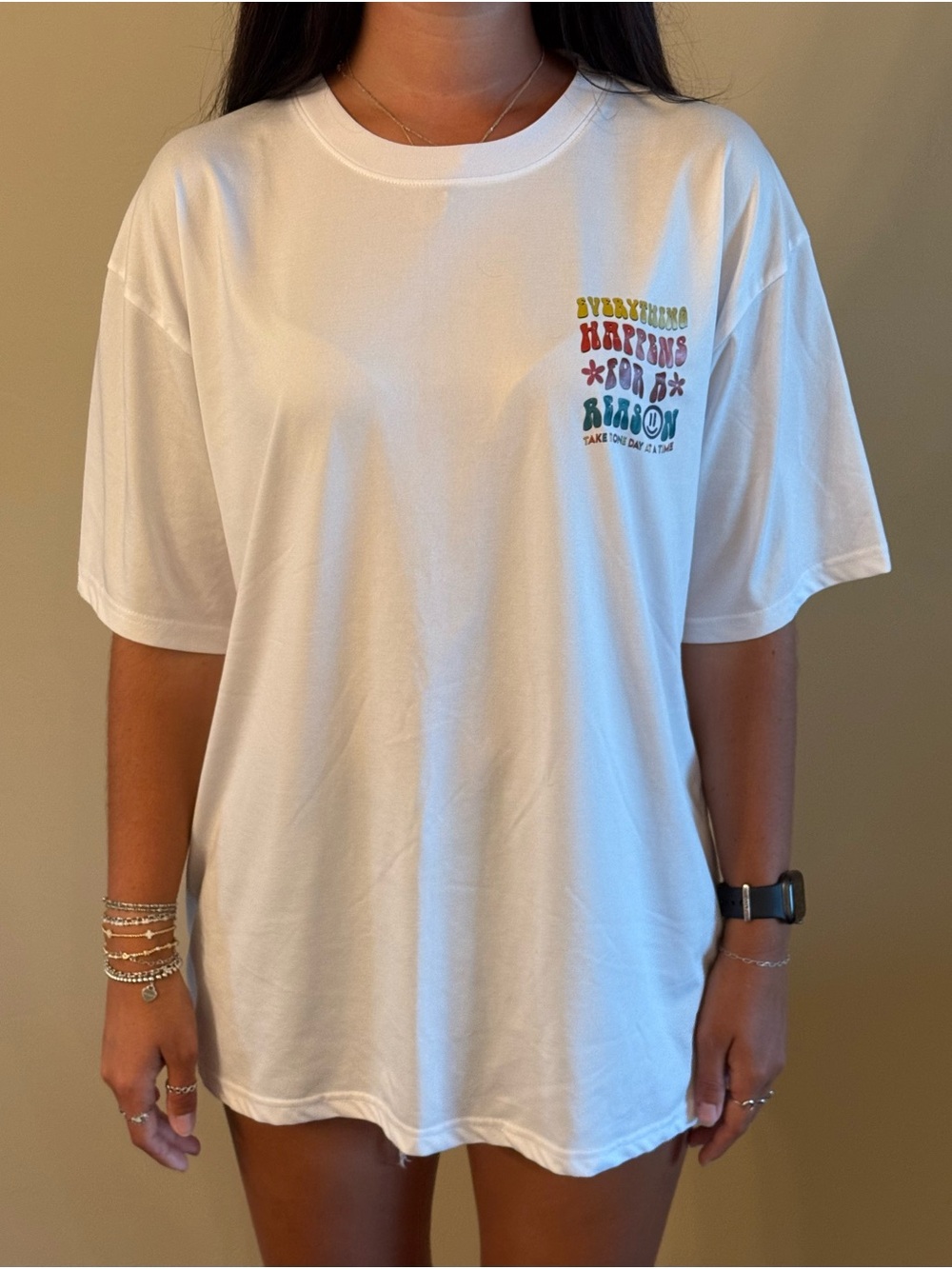 SHEIN White Short-Sleeve Tee with Pocket & Back Graphic